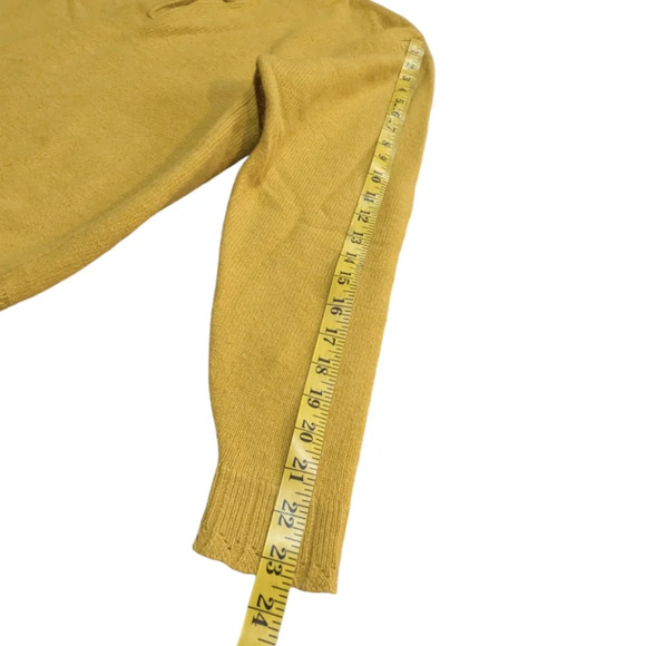 Vintage Mustard Yellow Knit Lambswool Angora Rabbit Hair Sweater Gold - Picture 2 of 9